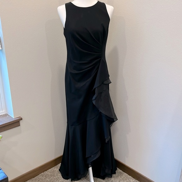 Adrianna Papell Crew Neck Sleeveless Cascading Ruffle High-Low Dress Size 8 - Picture 3 of 12